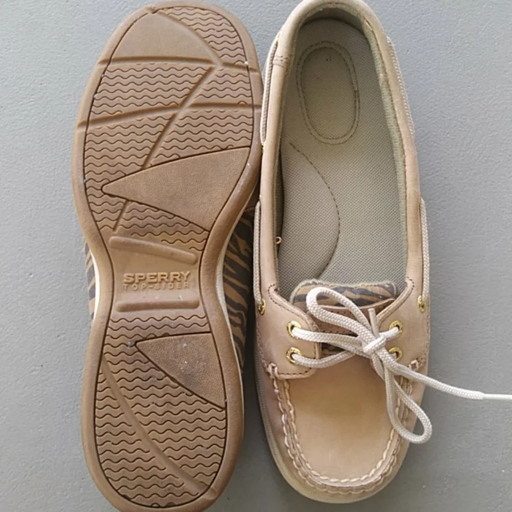 Sperry Neutral Zebra Print Top Siders Size 8